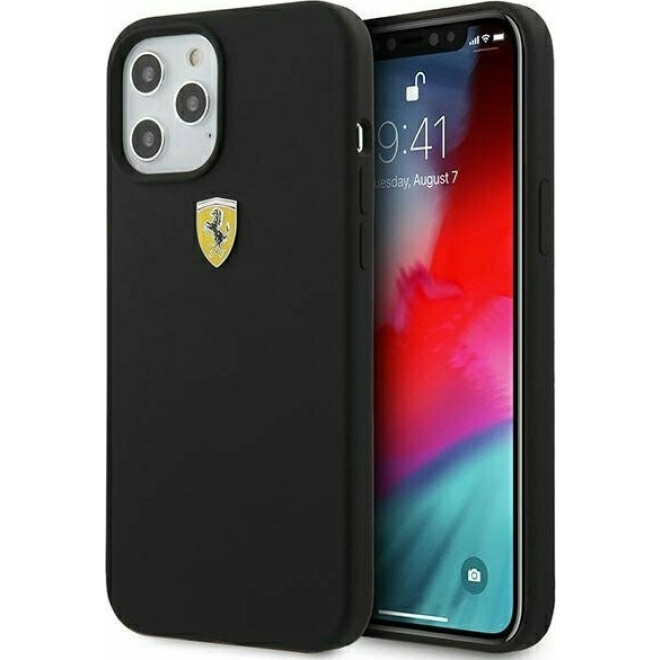 Ferrari On Track Collection with Microfiber - Θήκη Σιλικόνης Apple iPhone 12 Pro Max - Black
