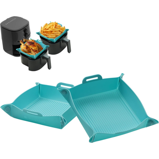 Φόρμα Μαγειρέματος για Air Fryer / Φριτέζα Αέρα Navaris Σιλικόνης 21.5 cm 2 Τεμάχια Blue