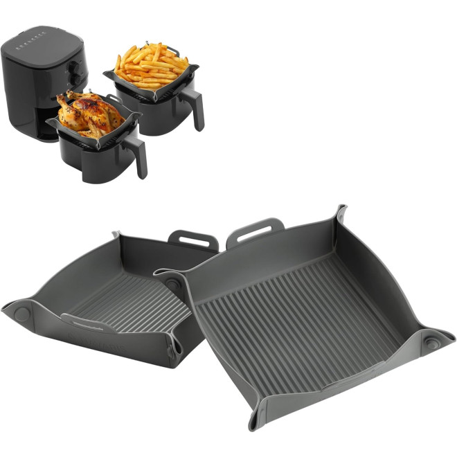 Φόρμα Μαγειρέματος για Air Fryer / Φριτέζα Αέρα Navaris Σιλικόνης 21.5 cm 2 Τεμάχια Grey