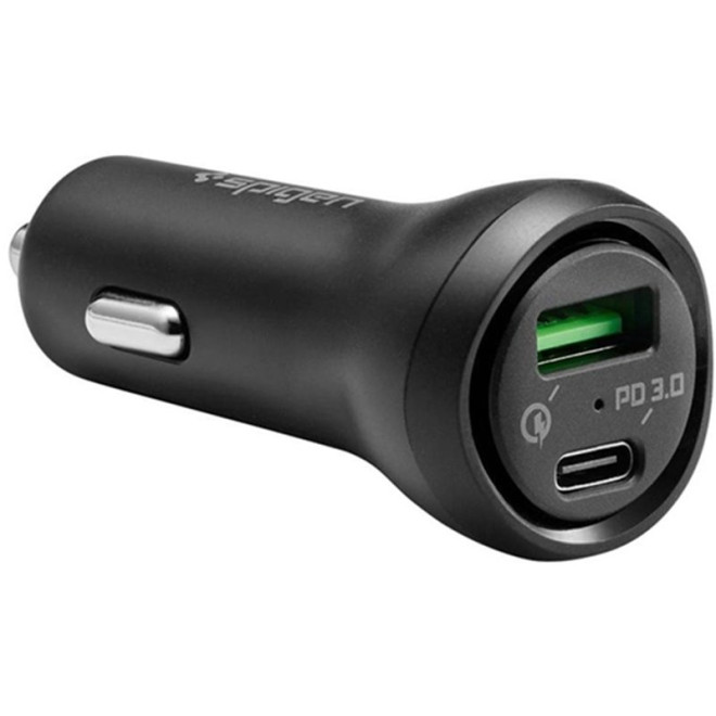 Φορτιστής Αυτοκινήτου Spigen F31QC StaediBoost Essential Car Charger με 1 x Type-C / 1 x USB-A 45W Black