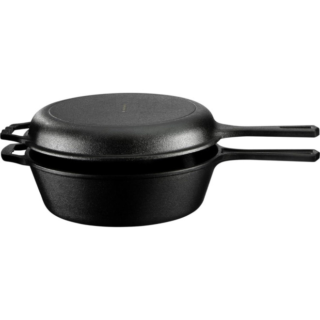Γάστρα Navaris Cast Iron Dutch Oven Pot από Μαντέμι / Χυτοσίδηρο με Καπάκι / Τηγάνι 26.4cm 3.4L Black