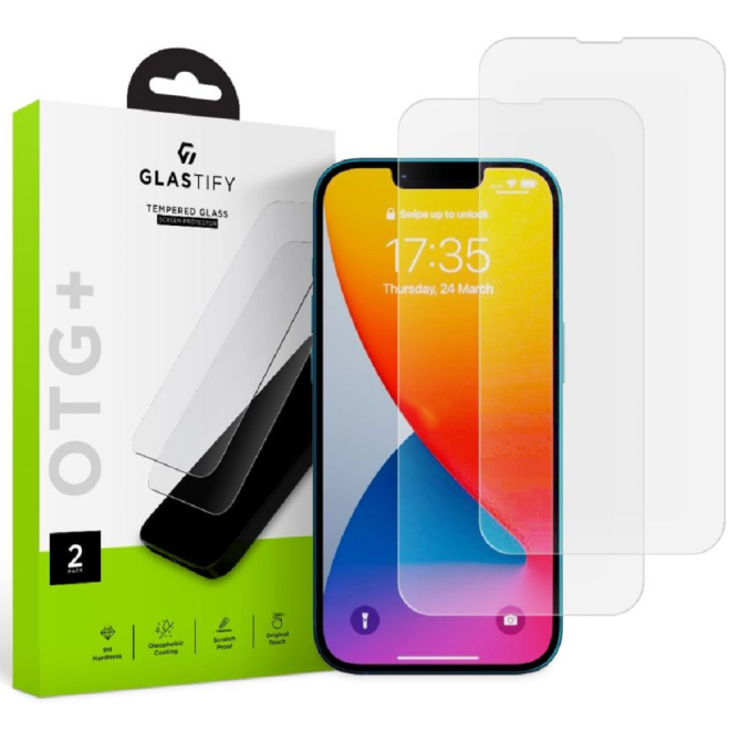 GlasTIFY OTG+ Tempered Glass - Αντιχαρακτικό Γυαλί Οθόνης Apple iPhone 14 / 13 Pro / 13 - 2 Τεμάχια