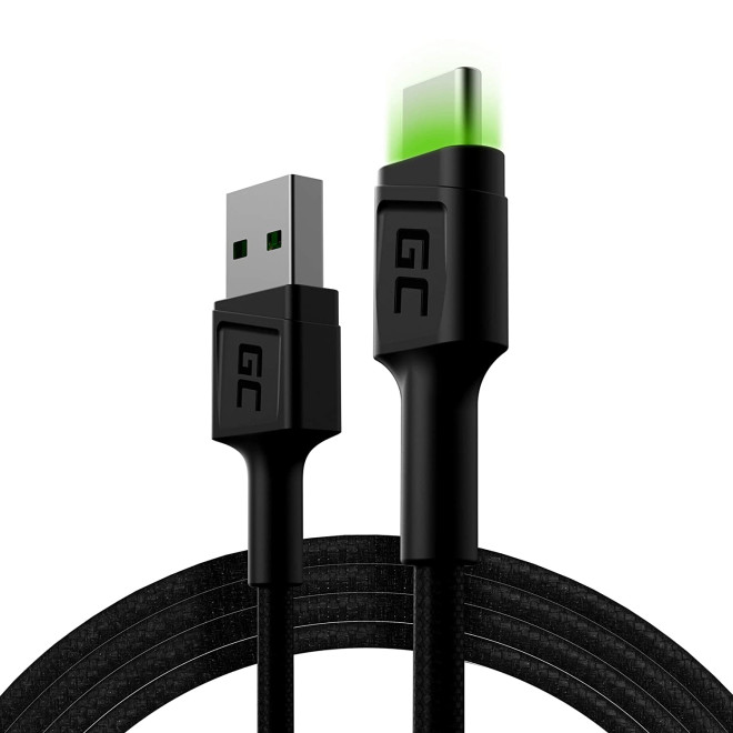 Green Cell Ray - Καλώδιο Φόρτισης και Μεταφοράς Δεδομένων USB-A σε Type-C - 120cm - Black