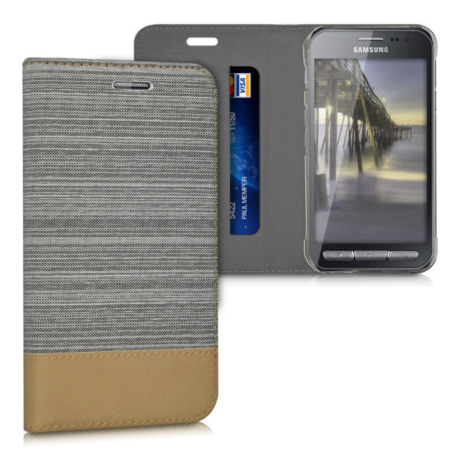 KW Θήκη Book Samsung Galaxy Xcover 3 - Συνθετικό δέρμα - Light Grey / Brown