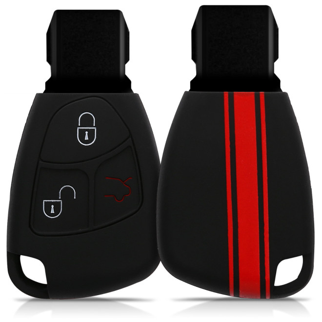 KW Θήκη Κλειδιού Mercedes Benz - Σιλικόνη - 2-3 Κουμπιά - Red / Black 