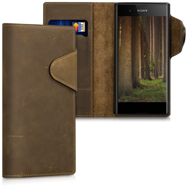 Kalibri Δερμάτινη Suede Θήκη - Πορτοφόλι Sony Xperia XA1 Plus - Brown (43143.05)