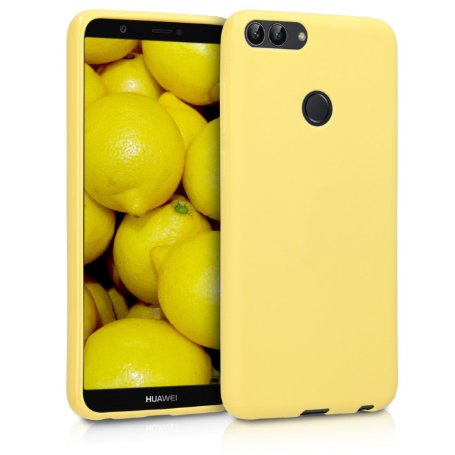 KW Θήκη Σιλικόνης Huawei Enjoy 7S / P Smart - Soft Flexible Shock Absorbent Protective Phone Cover - Yellow Matte