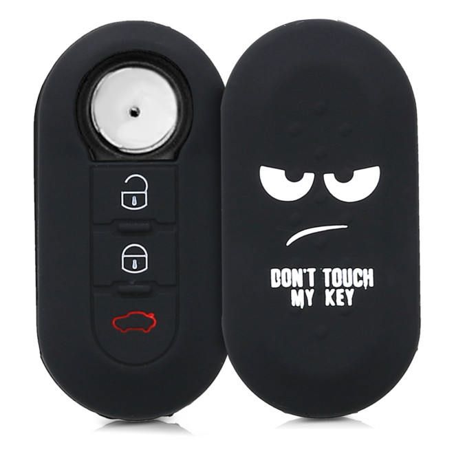 KW Silicone Θήκη Κλειδιού Fiat Lancia - 3 Κουμπιά - Μαύρο- Don't touch my key