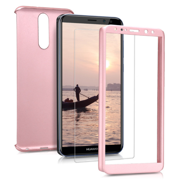 KW Θήκη Full Body για Huawei Mate 10 Lite & Tempered Glass - Metallic Rose Gold