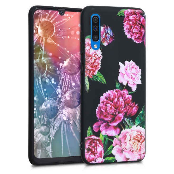 KW Θήκη Σιλικόνης Samsung Galaxy A50 - Flower Mix Violet / Light Pink / Black