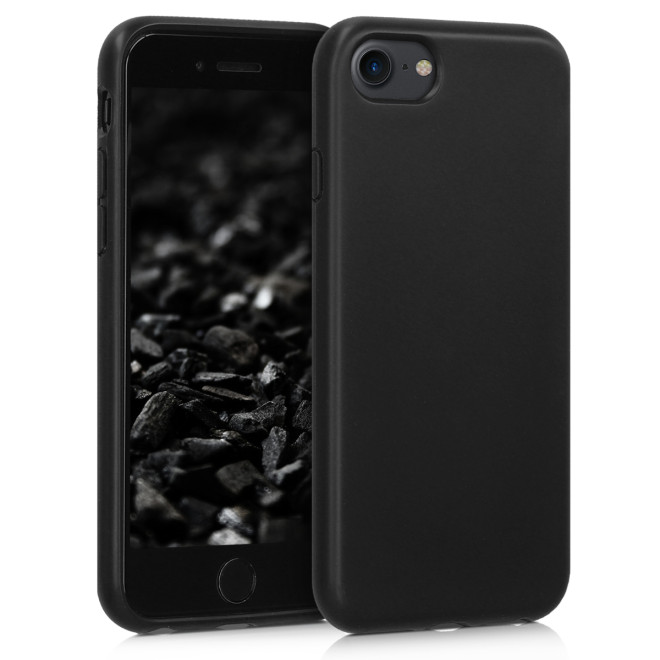 Kalibri Θήκη Σιλικόνης & Eco-Friendly Natural Wheat Straw Apple iPhone SE 2022 / 2020 / 8 / 7 - Black 