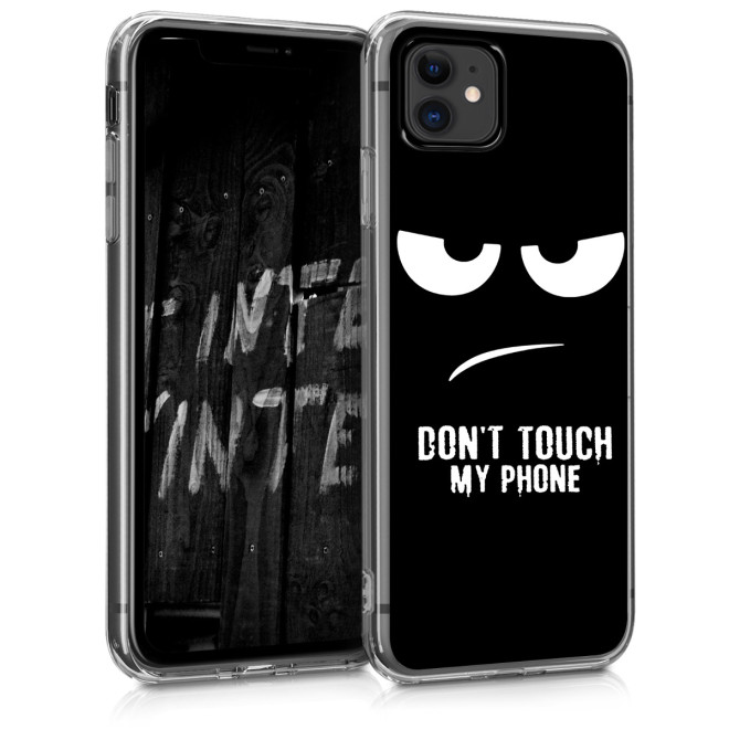 KW Θήκη Σιλικόνης Apple iPhone 11 - Don't Touch My Phone - White / Black