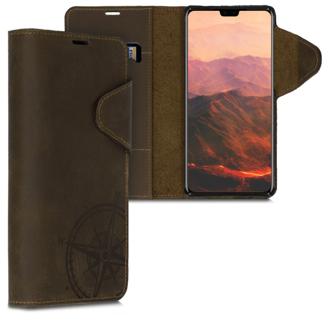 Kalibri Δερμάτινη Suede Θήκη - Πορτοφόλι Huawei Mate 30 Pro - Brown (50122.01)