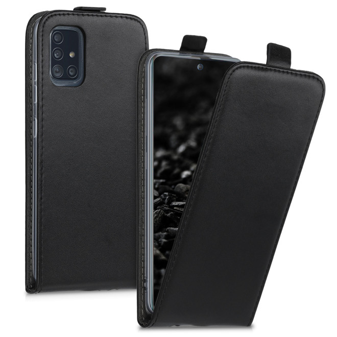 KW Δερμάτινη Θήκη Flip Samsung Galaxy A51 - PU Leather Protective Flip Cover - Black