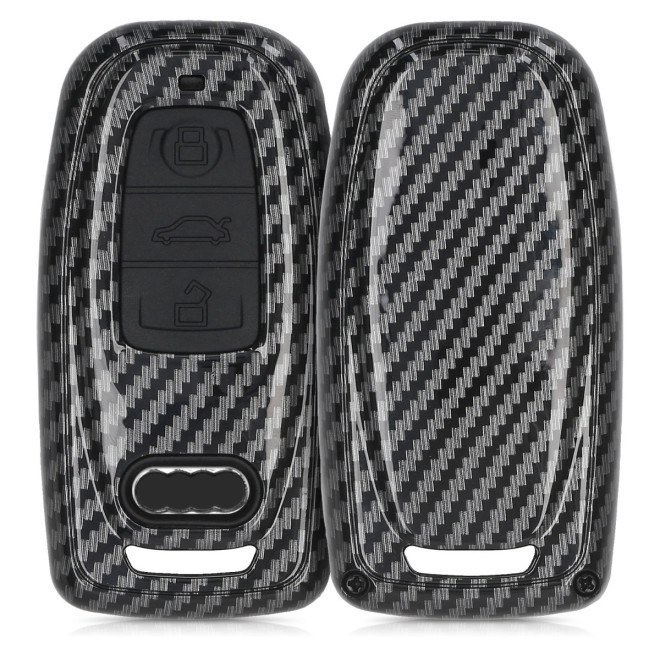 KW Σκληρή Θήκη Κλειδιού Audi - 3 Κουμπιά - Carbon Black