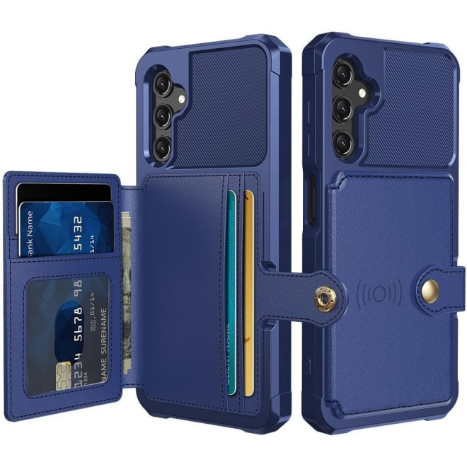 HappyCase 3 σε 1 - Θήκη Σιλικόνης με Ενσωματωμένο PU Πορτοφόλι - Samsung Galaxy A25 - Dark Blue