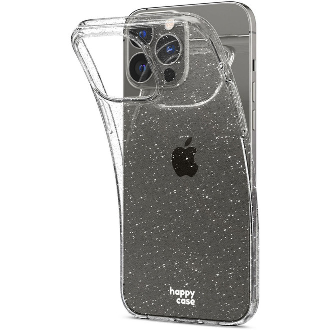 HappyCase Διάφανη Θήκη Σιλικόνης Apple iPhone 13 Pro - Glitter Print