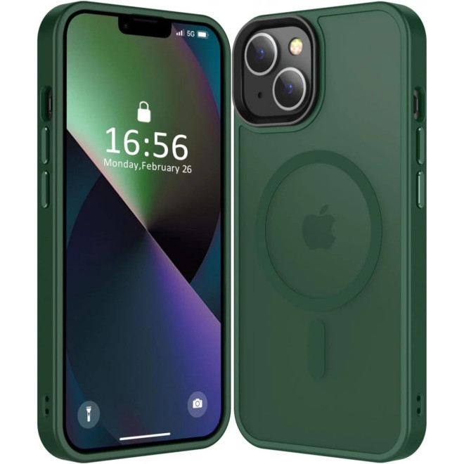 HappyCase Ημιδιάφανη Σκληρή Θήκη MagSafe - Apple iPhone 15 - Matte Midnight Green