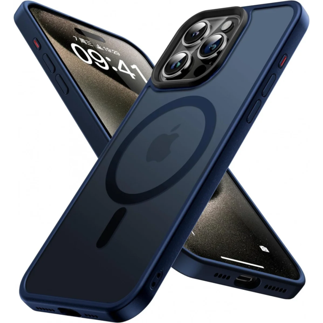 HappyCase Ημιδιάφανη Σκληρή Θήκη MagSafe - Apple iPhone 15 Pro - Matte Dark Blue