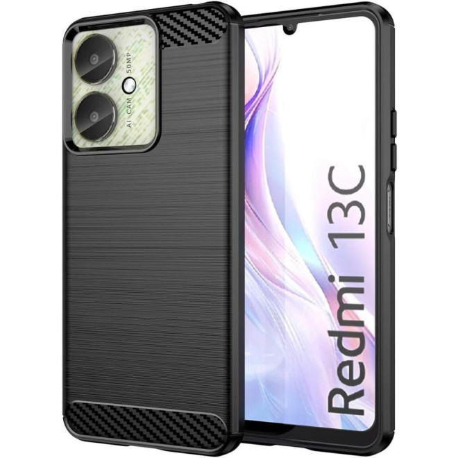 HappyCase Θήκη Σιλικόνης Brushed - Xiaomi Redmi 13C / Poco C65 - Black