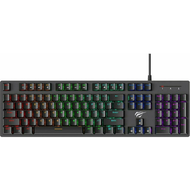 Havit Backlit Mechanical Gaming Keyboard - Ενσύρματο RGB Gaming Μηχανικό Πληκτρολόγιο με Custom Blue Διακόπτες - US - Black