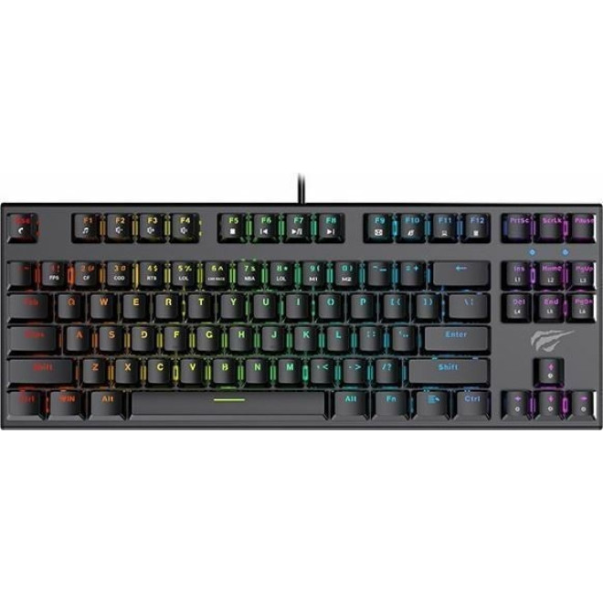Havit Backlit Mechanical Gaming Keyboard - Ενσύρματο RGB Gaming Μηχανικό Πληκτρολόγιο Tenkeyless με Custom Διακόπτες - US - 2 Έτη Εγγύηση - Black 