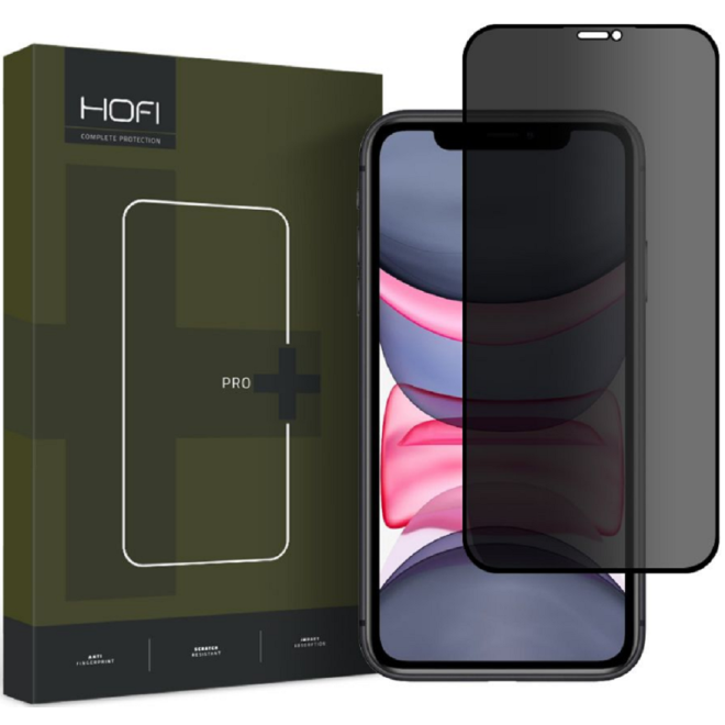 Hofi Anti Spy Pro+ Tempered Glass Privacy - Full Face Αντιχαρακτικό Γυαλί Προστασίας Απορρήτου Οθόνης - Apple iPhone 11 / XR - Black
