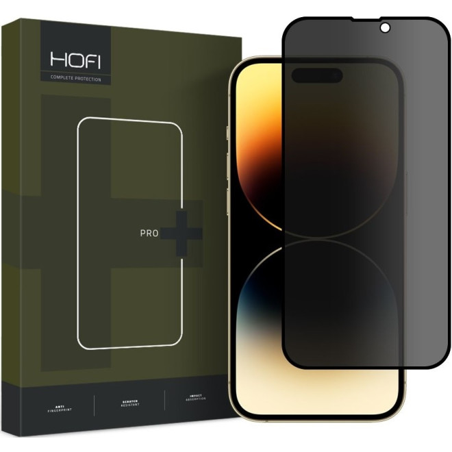 Hofi Anti Spy Pro+ Tempered Glass Privacy - Full Face Αντιχαρακτικό Γυαλί Προστασίας Απορρήτου Οθόνης - Apple iPhone 15 Pro - Black
