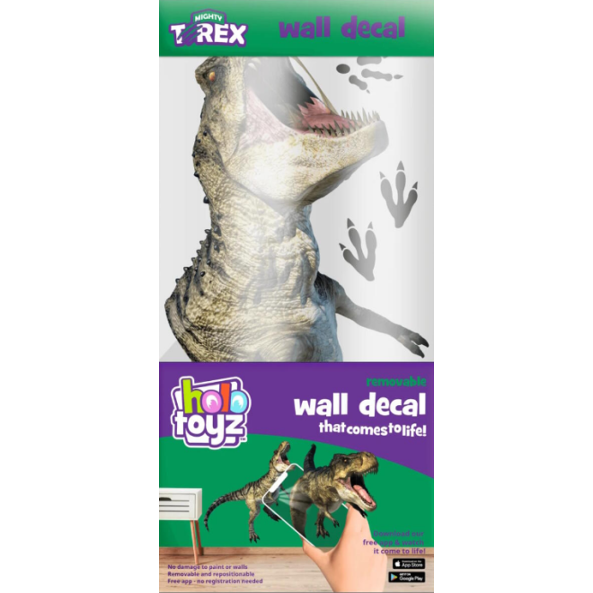HoloToyz Mighty T-Rex AR Wall Decal - Τεράστιο Αυτοκόλλητο Τοίχου Επαυξημένης Πραγματικότητας με Εικόνες που Ζωντανεύουν σε Κινούμενα Σχέδια - 62 x 64 cm