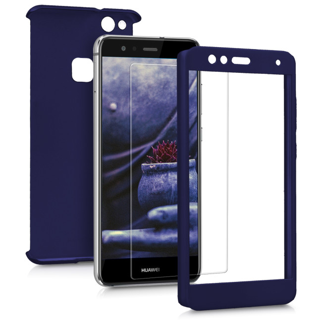 KW Θήκη Full Body για Huawei P10 Lite & Tempered Glass - Metallic Dark Blue 