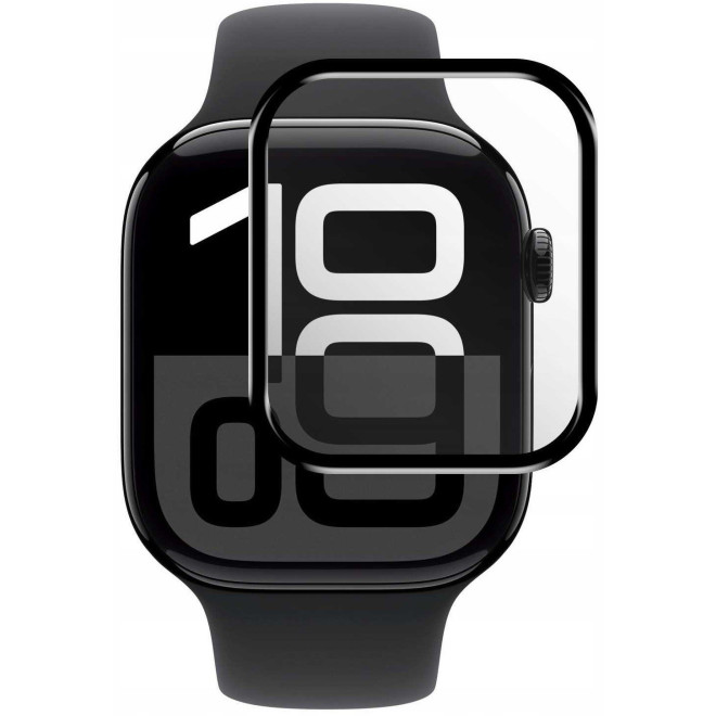 Hybrid Glass Apple Watch 11 / 10 46mm Spacecase Smartwatch Αντιχαρακτικό Προστατευτικό Υβριδικό Οθόνης Black
