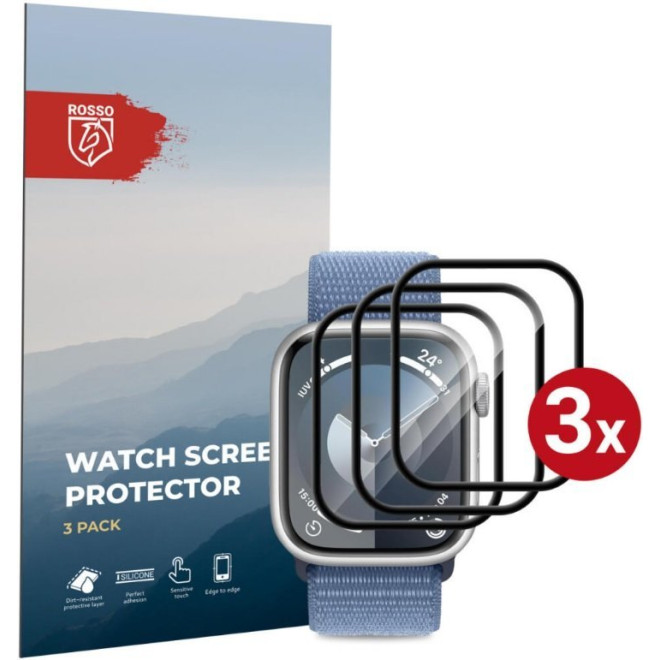 Hybrid Glass Apple Watch 9 / 8 / 7 41mm Rosso Watch Screen Protector Αντιχαρακτικό Προστατευτικό Υβριδικό Οθόνης 3 Τεμάχια Black