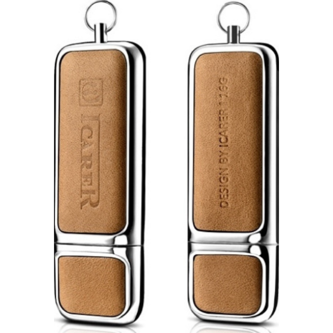 iCarer Genuine Leather Portable Flash Drive - Δερμάτινο USB Stick 2.0 - 16GB - Brown