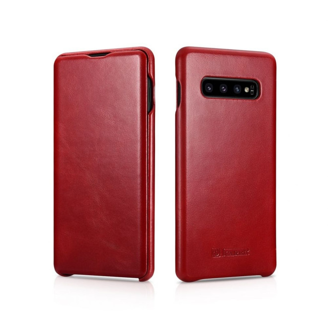 iCarer Vintage Series Side-Open Δερμάτινη Θήκη Samsung Galaxy S10 Plus - Red