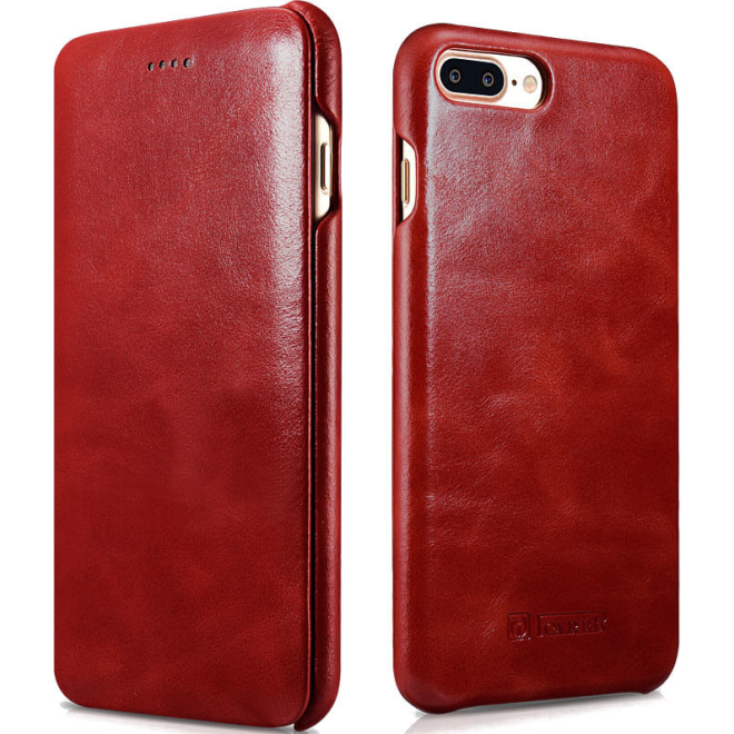 iCarer Vintage Series Curved Edge - Δερμάτινη Θήκη Apple iPhone 8 Plus / 7 Plus - Red