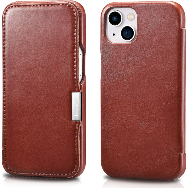 iCarer Vintage Series Side-Open Δερμάτινη Θήκη Apple iPhone 13 - Red