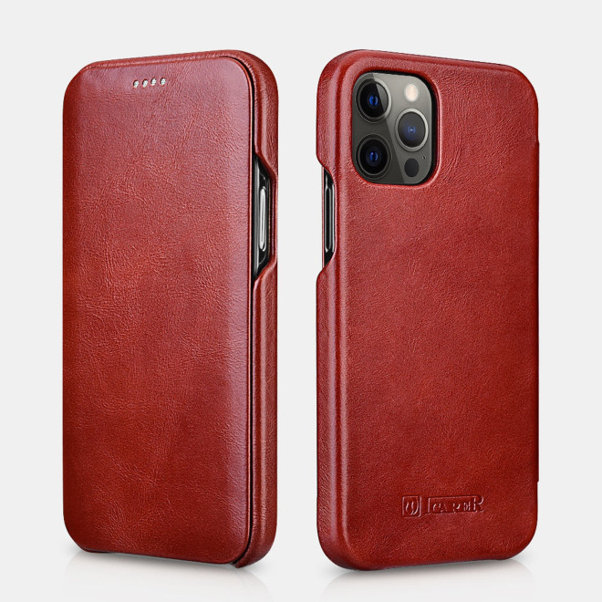 iCarer Vintage Series Curved Edge - Δερμάτινη Θήκη Apple iPhone 12 / 12 Pro - Red