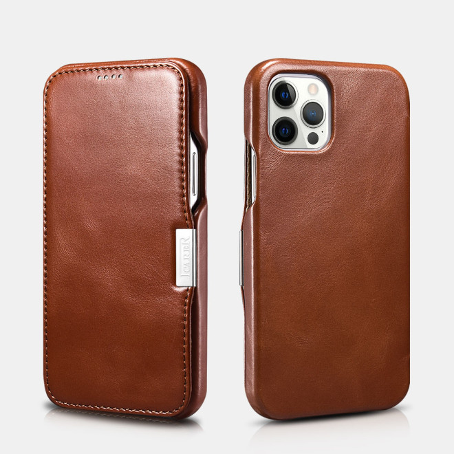 iCarer Vintage Series Side-Open Δερμάτινη Θήκη Apple iPhone 12 Pro Max - Brown