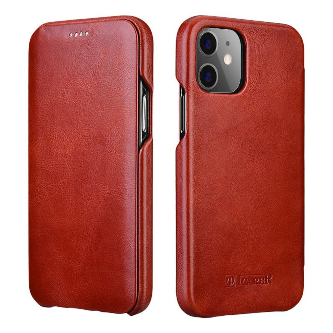 iCarer Vintage Series Curved Edge - Δερμάτινη Θήκη Apple iPhone 12 mini - Red