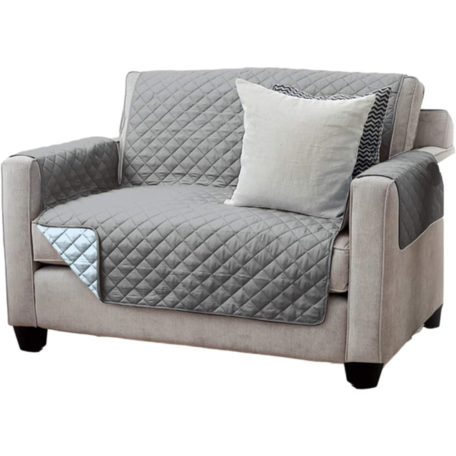 Jemidi Sofa Protector - Προστατευτικό Καπιτονέ Κάλυμμα Διπλής Όψης για Διθέσιο Καναπέ - 191 x 224 cm - Anthracite / Light Gray