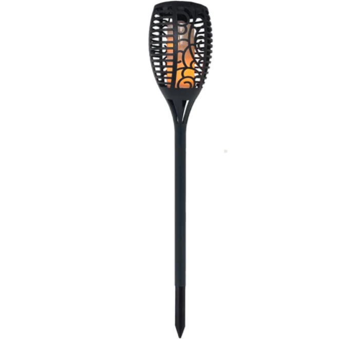 Jemidi Solar LED Torche with Flame Optics - Διακοσμητικός Ηλιακός Πυρσός LED Κήπου - 75cm - Black