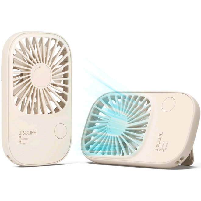 JisuLife Handheld Fan Life2 - Φορητό Επαναφορτιζόμενο Ανεμιστηράκι Χειρός / Γραφείου με KickStand & Λουράκι Λαιμού - 2000mAh - Light Brown