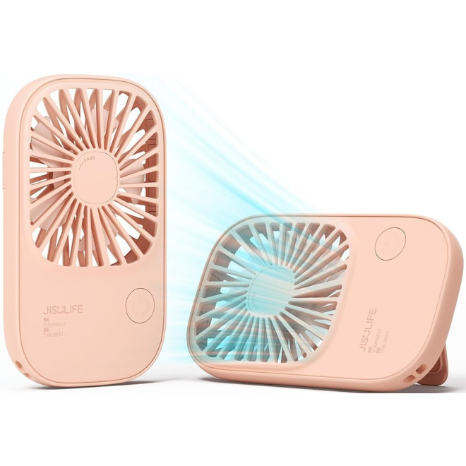 JisuLife Handheld Fan Life2 - Φορητό Επαναφορτιζόμενο Ανεμιστηράκι Χειρός / Γραφείου με KickStand & Λουράκι Λαιμού - 2000mAh - Pink