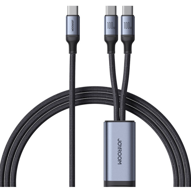 Joyroom 2 in 1 Speedy Series SA21-1T2 - Καλώδιο Φόρτισης Type-C σε 2 x Type-C - 150cm - 100W - Black