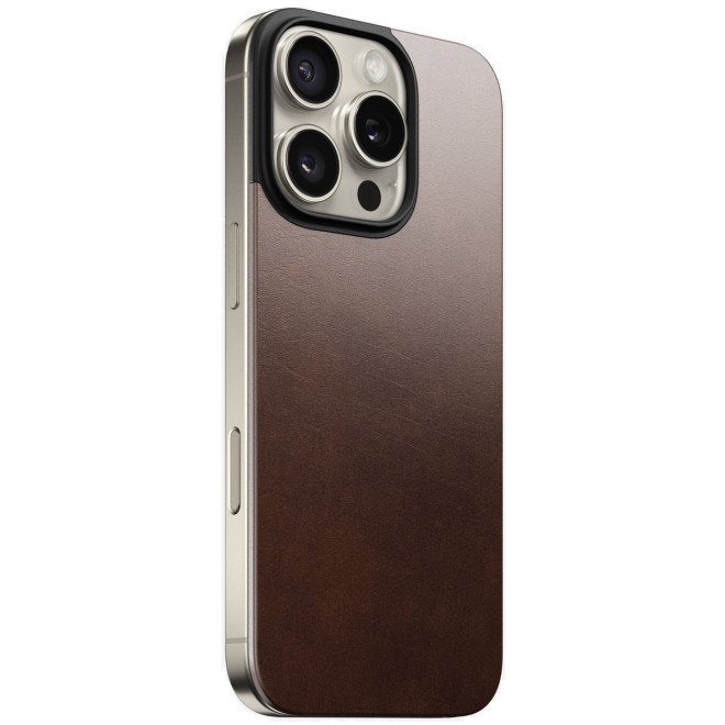 Κάλυμμα iPhone 16 Pro Nomad Magnetic Leather Back Horween Μαγνητικό Δερμάτινο Πλάτης με MagSafe Rustic Brown
