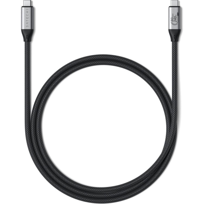 Καλώδιο Type-C Satechi USB4 V2 Pro σε Type-C Βίντεο 8K@120Hz / Φόρτισης 240W και Μεταφοράς Δεδομένων 80Gbps 120cm Black