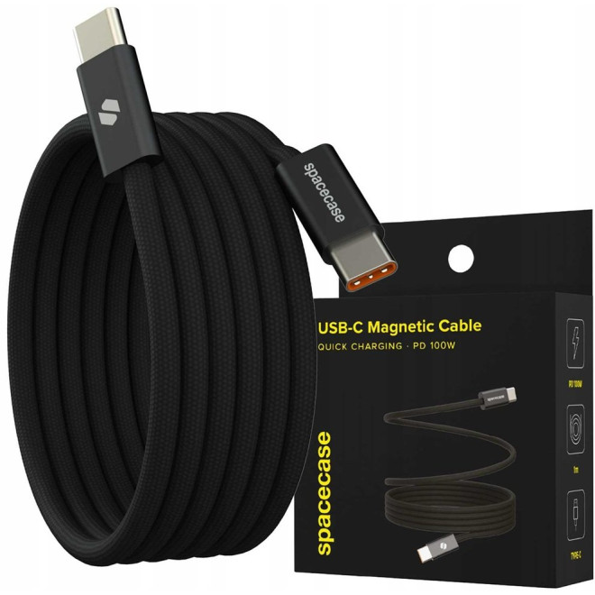 Καλώδιο Type-C Spacecase CL06 Magnetic σε Type-C Μαγνητικό για Φόρτιση & Μεταφορά Δεδομένων 100cm 100W Black
