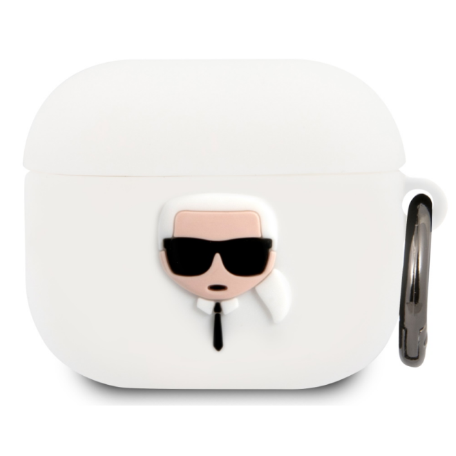 Karl Lagerfeld Embossed Logo Karl's Head Collection - Θήκη Σιλικόνης για AirPods 3rd Gen - White