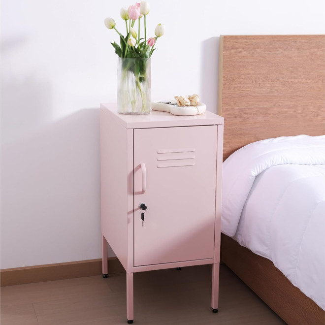 Κομοδίνο / Locker Navaris Locker Nightstand Μεταλλικό με Ντουλάπι & Κλειδαριά 35 x 46 x 72 cm Pink