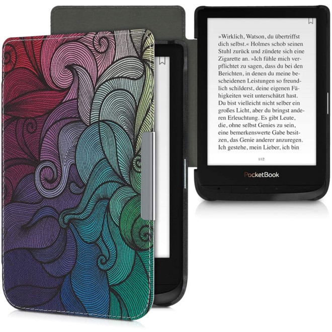 KW Flip Θήκη Pocketbook Touch Lux 4 / Basic Lux 2 / Touch HD 3 - PU Leather Protective e-Reader Case - Dark Pink / Blue / Green